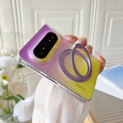 Fashion Simple Transparent Gradient Rotatable Stand Shockproof Protective Phone Case for Huawei Pura X Max (PURPLE)