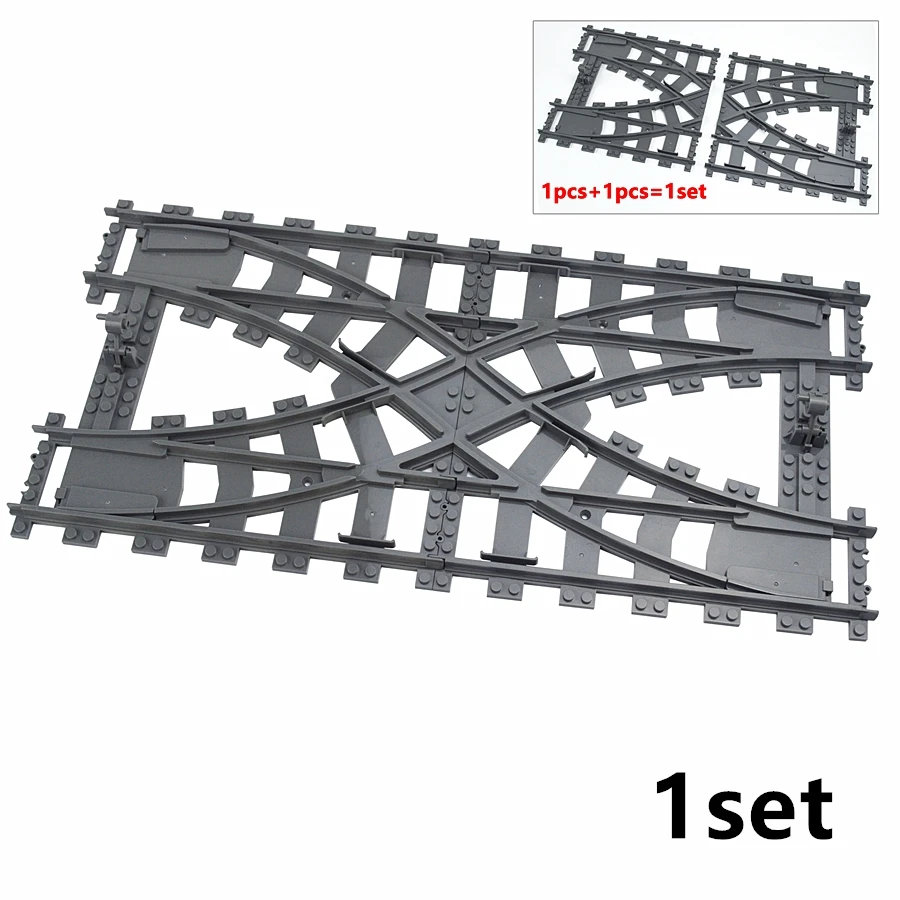 Building Blocks City Train Power-Driven Diesel Rail Train Cargo With Tracks Set