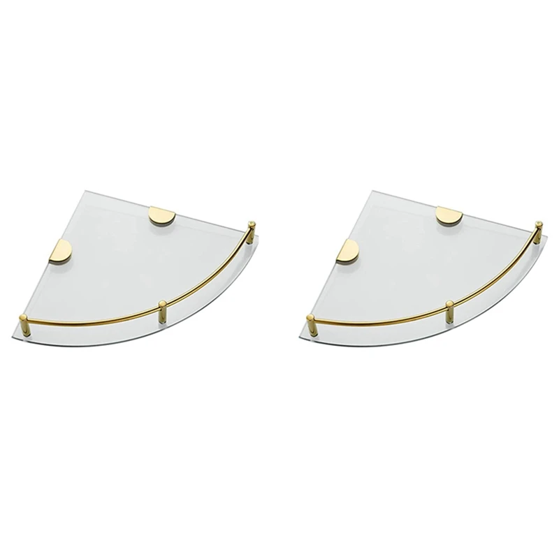 

2X Bathroom Shelves, Bathroom Glass Corner Shelf Wall Mounted ,Tempered Glass Shelf For Storing Shower Gel/Soap-B