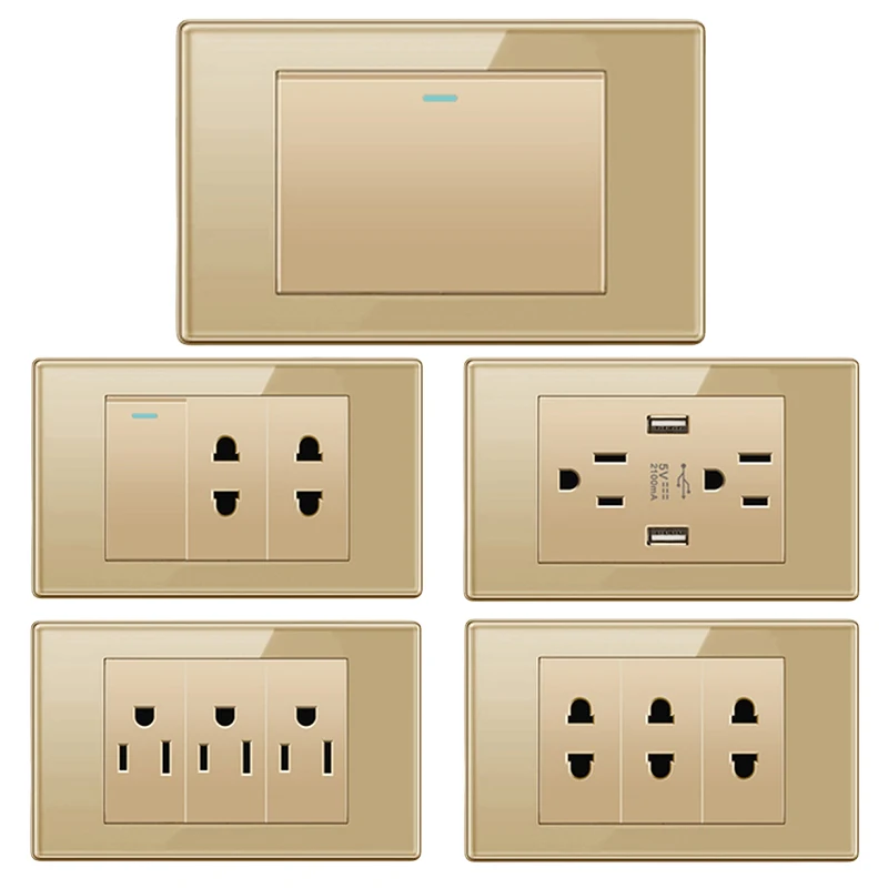 Padrão Usb Parede Carregamento Soquete Telefone Móvel Tailândia Soquete Interruptor de Ouro 2.1a us
