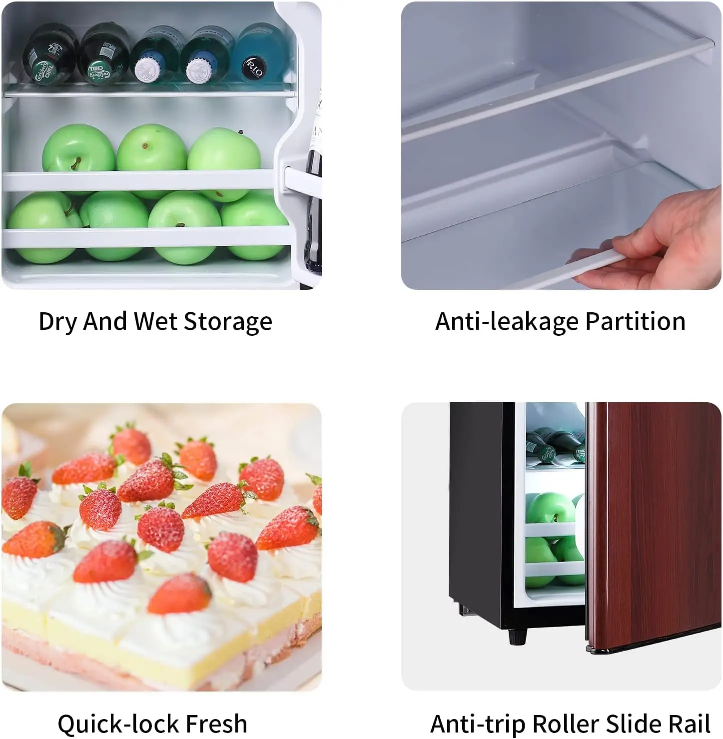 KRIB BLING Refrigerator with Freezer 3.2 Cu.Ft with 7 Level Adjustable Thermostat Control 2 Door Energy Saving Compact 6