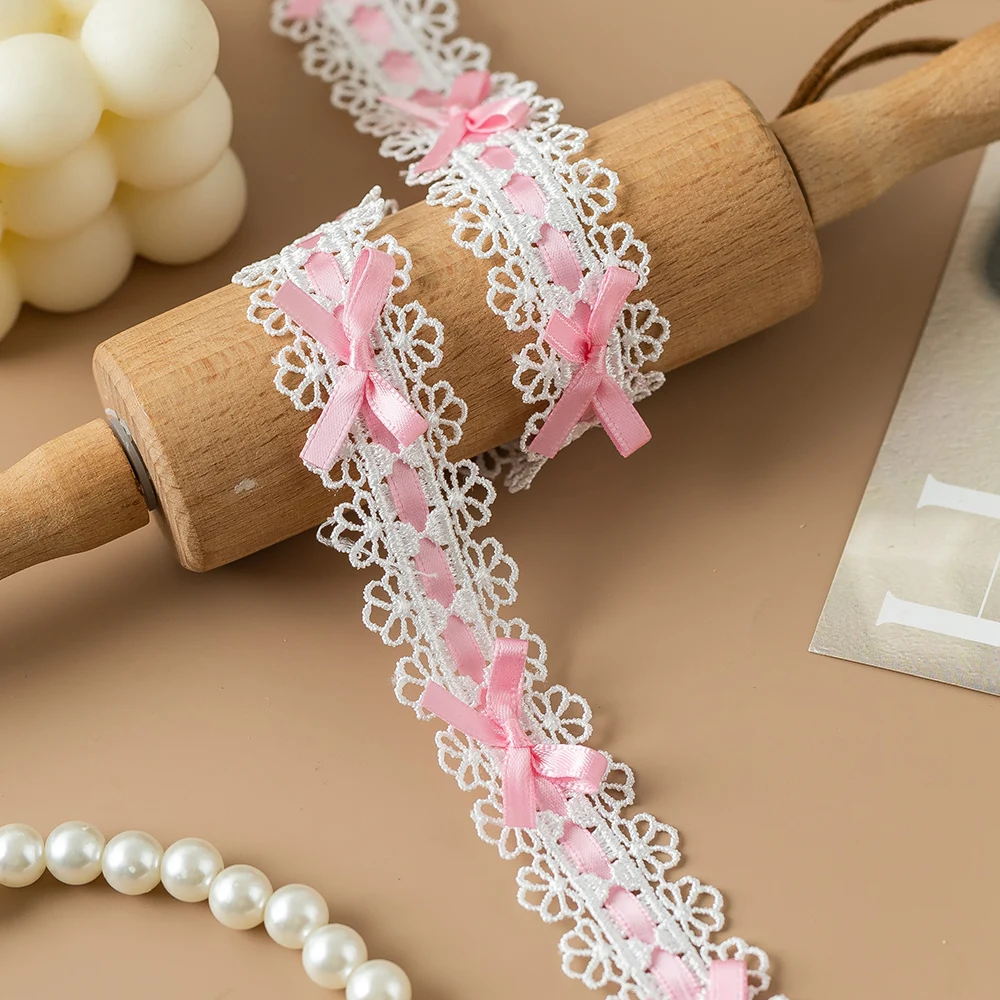 Bow Pleated Lace Trim Handmade Crafts for Baby Clothes Skirt Hem Clothing Sewing Curtains Home Decoration