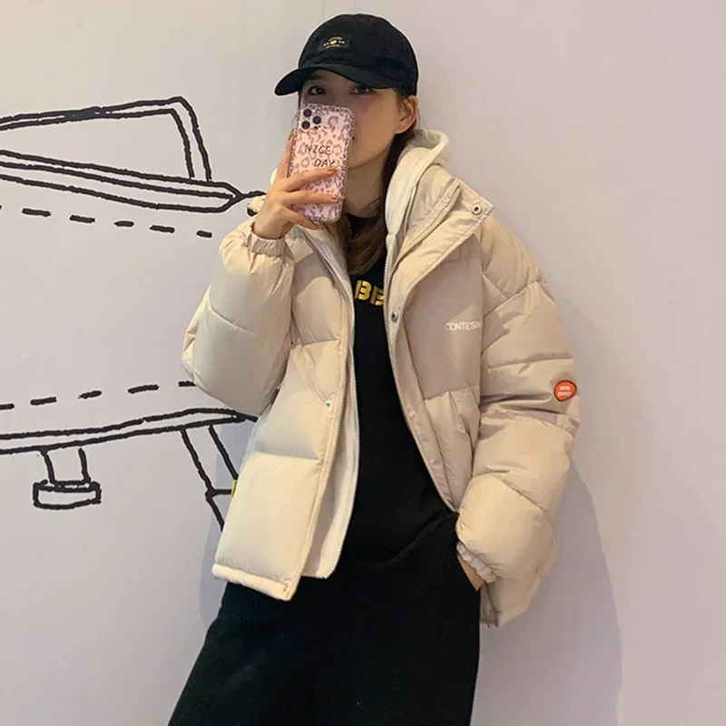  Winter Women Oversized Parkas Coat Fashion Solid Thick Warm Hooded Padded Coat Casual Winter Outwear Parkas Bubble Coat
