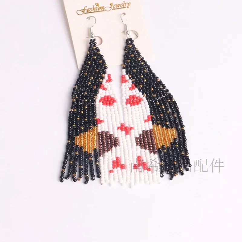 

Серьги из бисера, кисточки, пятна, звезда, облака, винтажные модные минималистичные богемные серьги ручной вязки из сплава