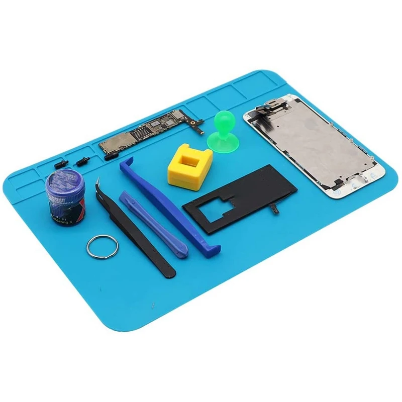 Kaisi S-140 Tappetino Magnetico Per Saldatura In Silicone, Isolante Termico Fino A 500°C, Con Righello E Viti, 116 Posizioni, Per Elettronica E Telefoni