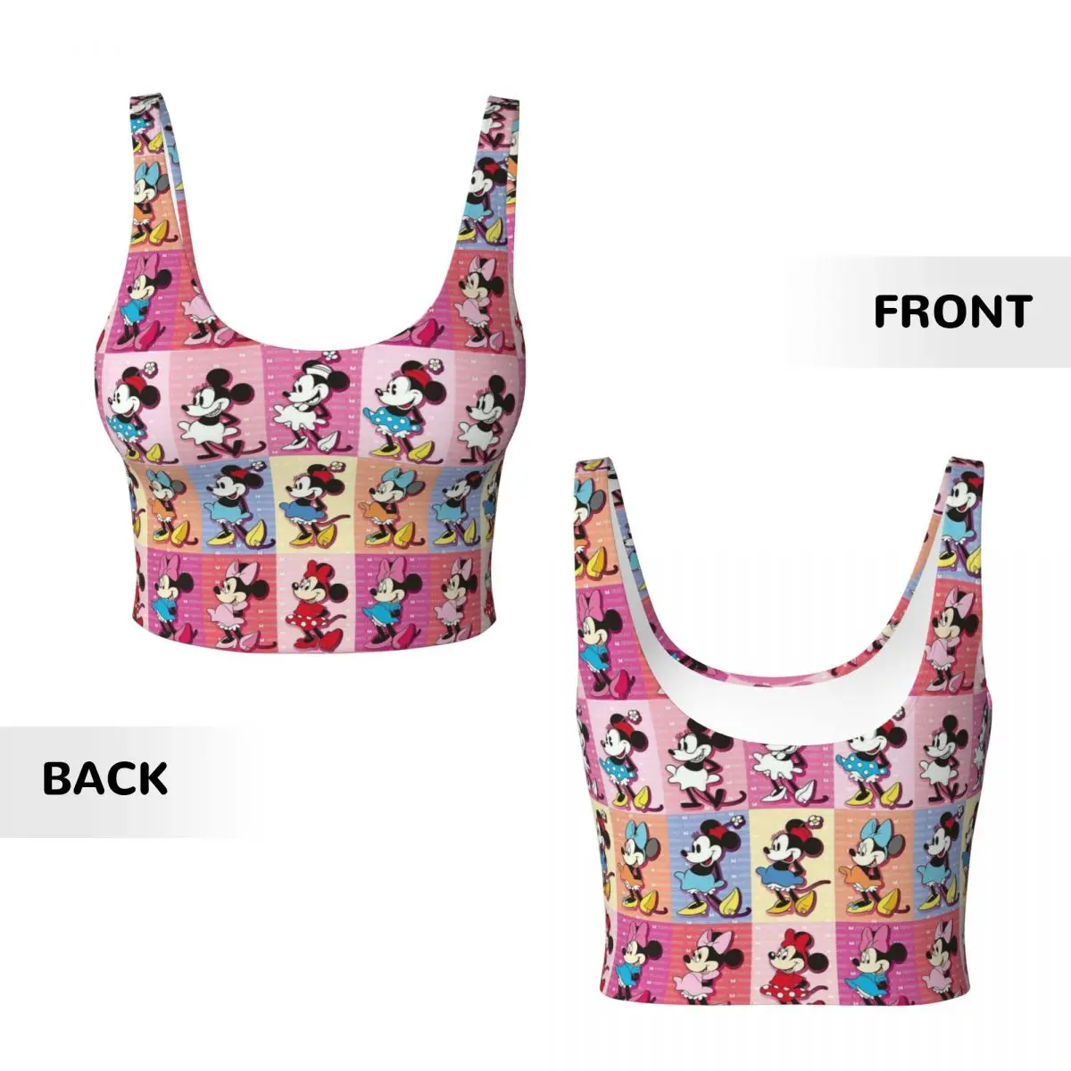 Mickey Mouse Minnie Workout Crop Tank Tops for Women Running Sports Bras