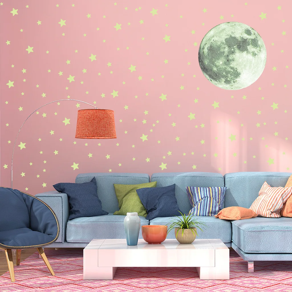 Starry Sky Glow In The Dark Stickers Moon Fluorescent Star Ceiling Luminous Stickers Set For Children's Room luminous wall stickers fluorescent tape luminous tape fluorescent stickers