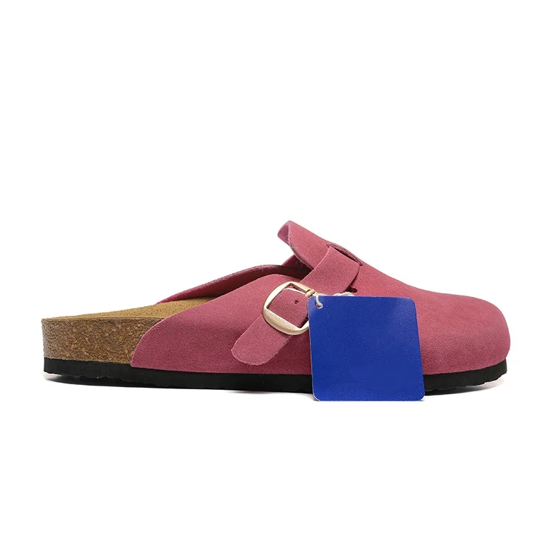 Luxury designer brand Boston cowhide sandals men spring/fall suede slippers toe wrap slip-on big bucket women shoes with shoebox 6