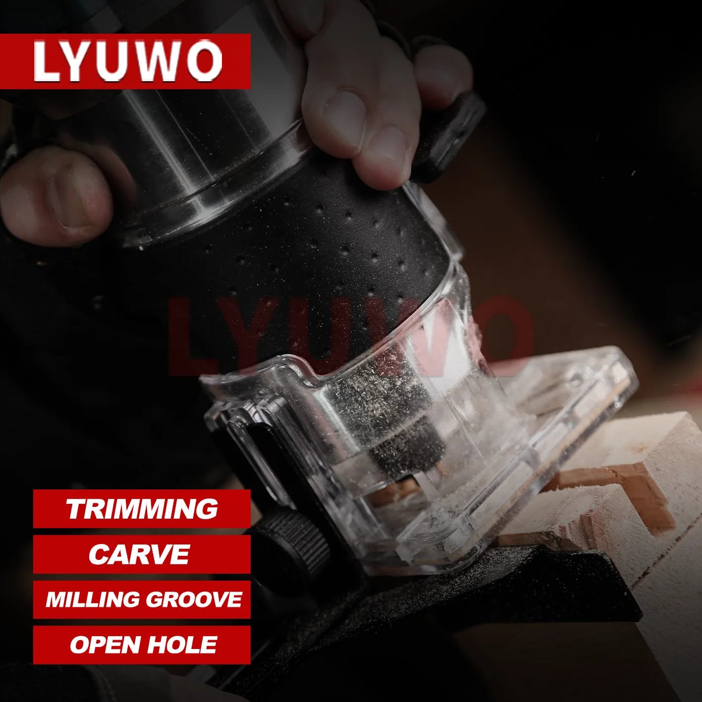 LYUWO electric tool original cordless trimming machine rechargeable brushless slotting tool milling woodworking carving machine