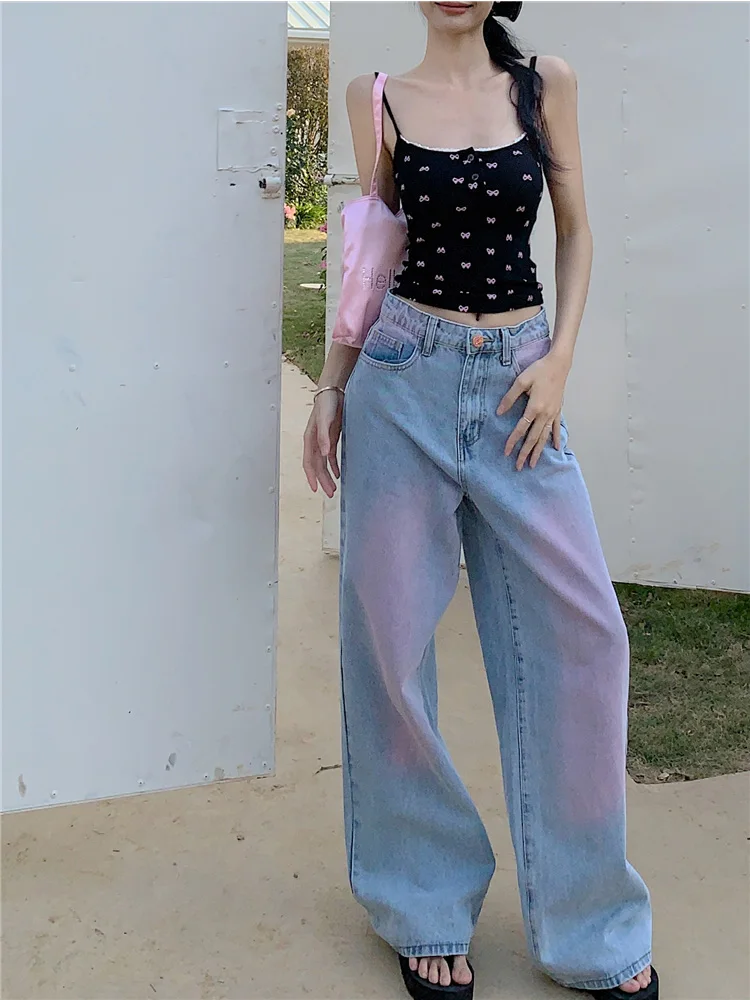 

Benuynffy Y2k Streetwear Fashion Baggy Jeans 2024 New Women's American Retro 90s Loose High Waist Casual Straight Wide Leg Pants