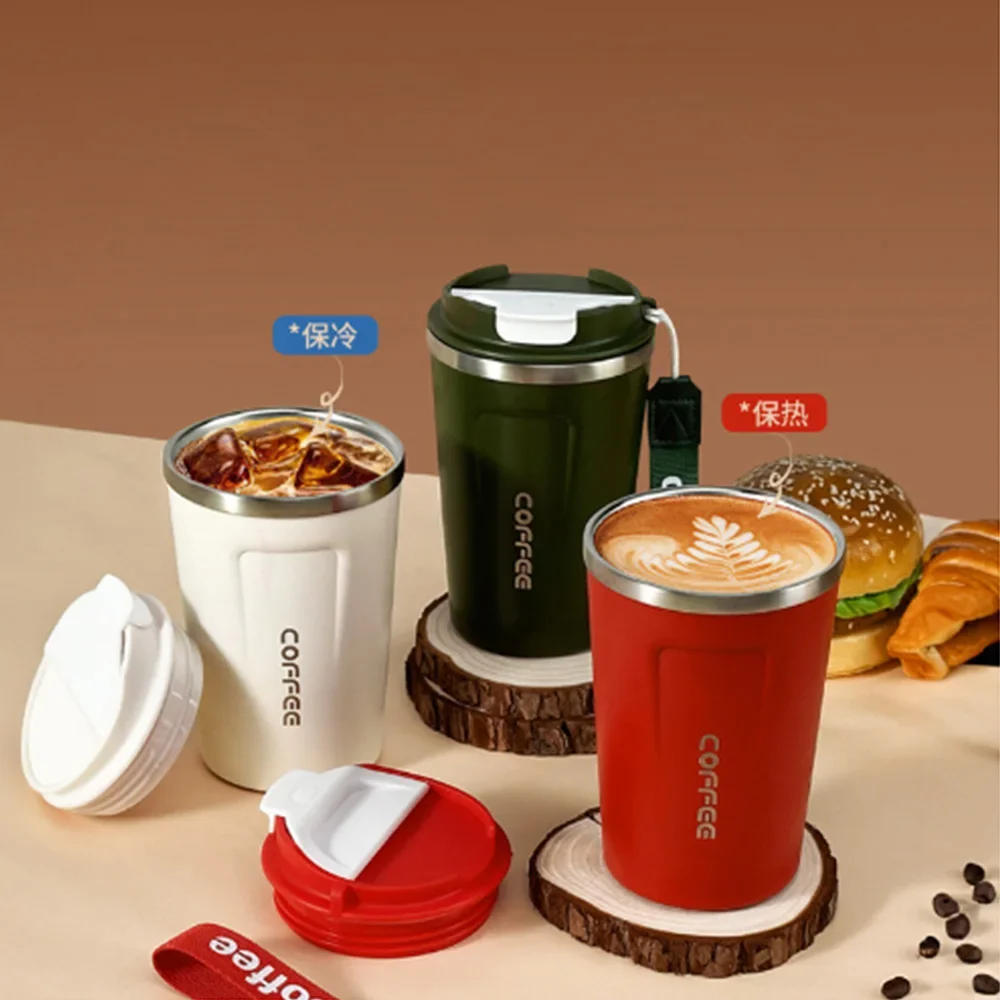 스테인레스 스틸 커피 컵 보온병, 휴대용 열 텀블러, 커피 여행 머그잔, 야외 물병, 380ml 