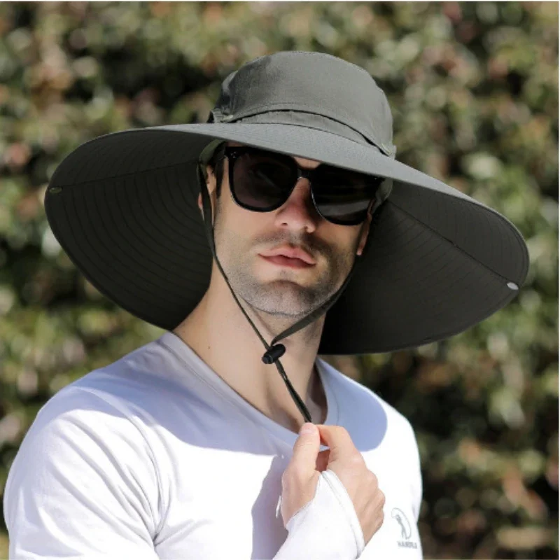 1pc Foldable outdoor large brim UV resistant hat for men, summer sun protection hat, versatile fisherman hat for men