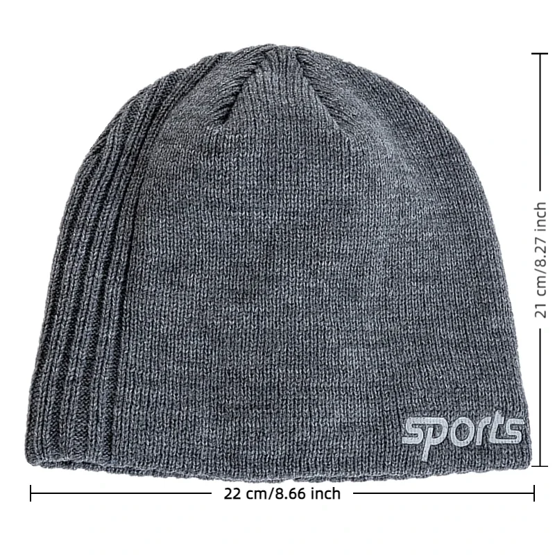 New Unisex Sports Jacquard Winter Hats Fashion Knitted Hats For Men Women Beanie Cap Outdoor Plush Fur Lined Warm Sports Hats