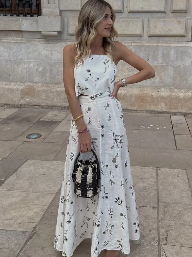 

SLTNX Fashion 2023 Women's Skirt Female Embroidery A-Line Casual Long Skirt Summer Ladies Chic and Elegant Loose Skirts New In