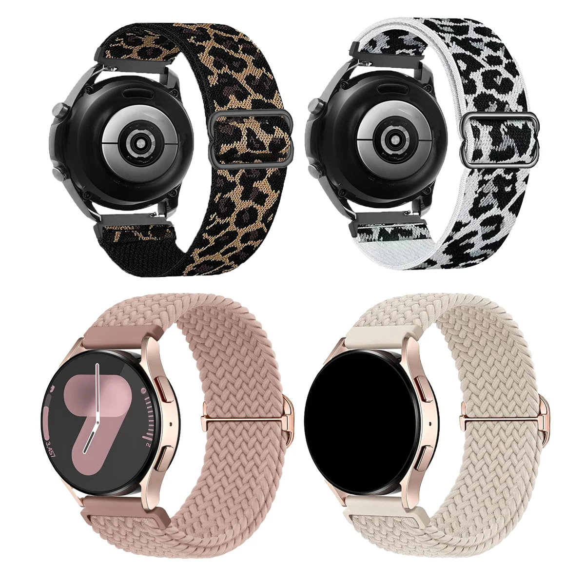 Versatile Nylon Braided Elastic Watch Strap - 4 Pack (18/20/22mm)