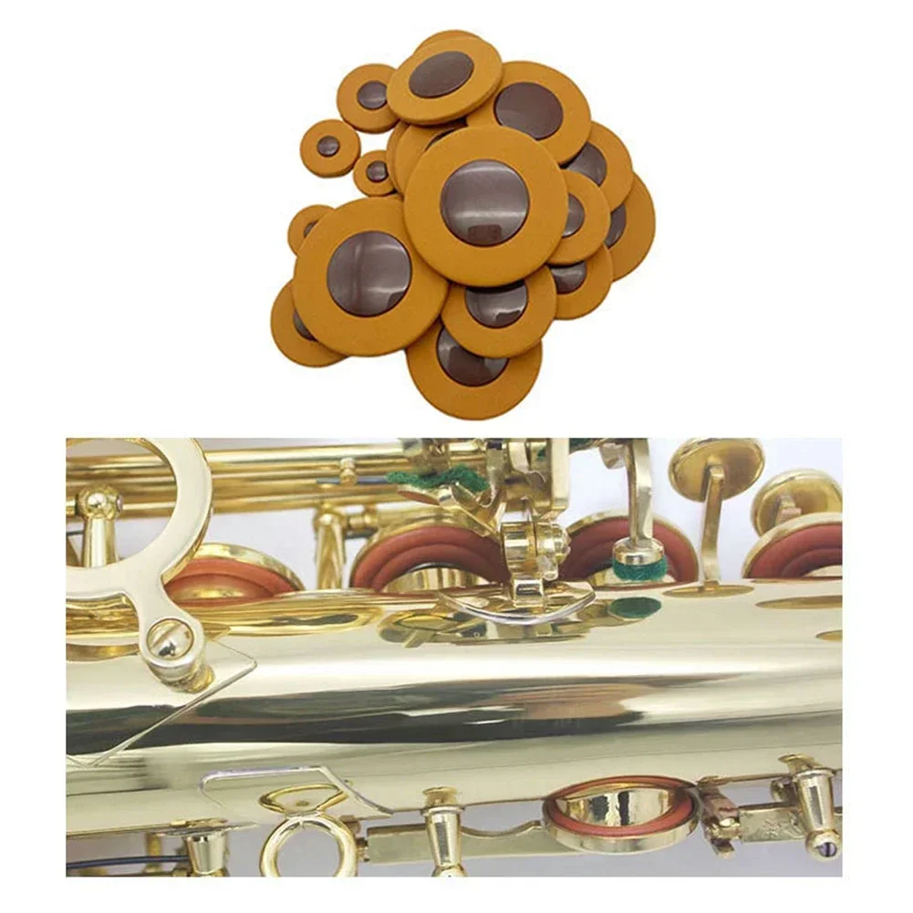 Eb For Tenor Sax Leather Pads 25Pcs 14 Sizes From 8.5mm To 46mm Replacement Accessories Brown Saxophone Sound Hole Pad Accessory saxophone accessories saxophone pads
