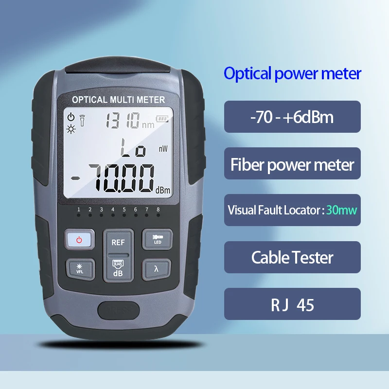 

4 in 1 Optical Power Meter,-70 ~ + 6dBm Multifunction Fiber Network Cable Tester, Visual Fault Locator, 2/15/30MW(Optional)