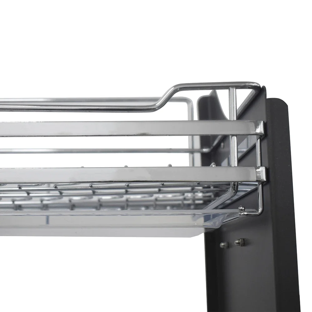 Double Layered Kitchen Basket, Thickened Stainless Steel, Lifting and Lowering Cabinet Storage Rack, Dual Level Setting