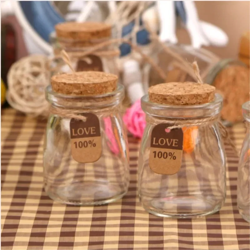 100ML Small Lucky Star Glass Bottle Cork Pudding Gift Wish Yogurt Milk Party Supplies Bottles Candle Jar Glass Jars and Lids 3