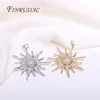High Quality Brass Metal Inlaid Zircon Sun Charms DIY Jewelry Making 18K Gold Plated 33mm Big Sun Flower Pendant Wholesale 4