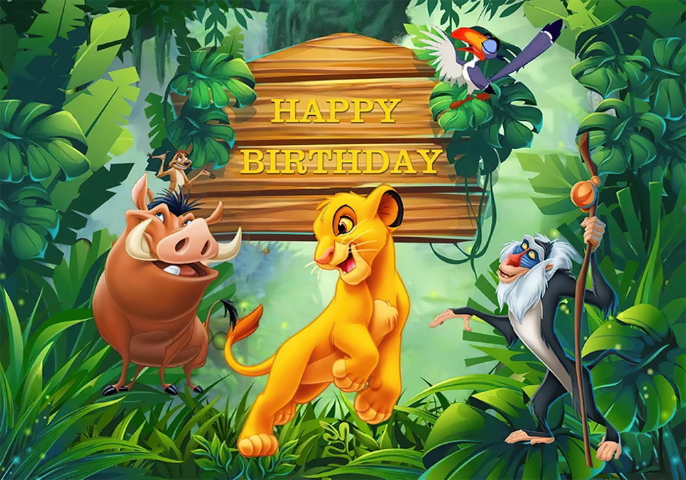 thumbnail image 1 of Fondo de Disney Simba El Rey León Cumpleaños infantil Safari en la jungla Fiesta de cumpleaños Decoraciones para fiestas Accesorios para baby shower, 1 of 5