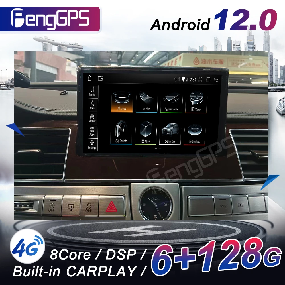 Android 12 Car Radio Dvd Player For Audi A8 A8l 2004 2011car