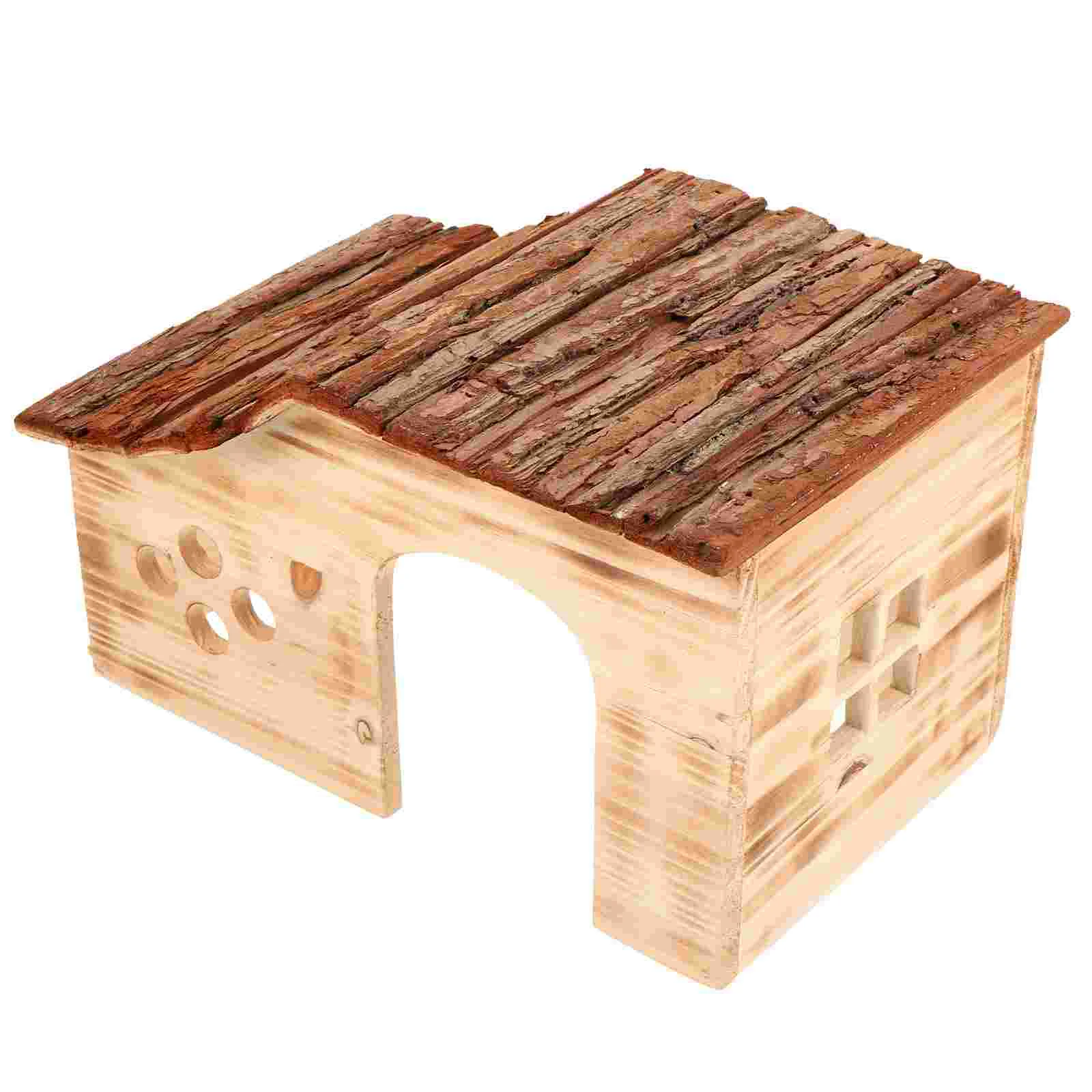 

Hamster Cabin Mouse Habitat Toys Water Proof Small Animal Hut Wood Cabins Hideouts Wooden Guinea Pig Rest House Playset