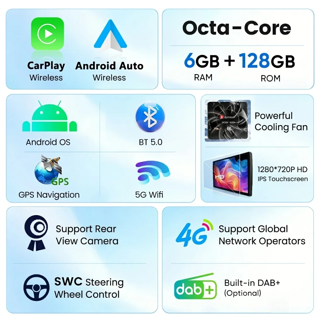 Radio Estéreo para Auto Junsun 4G Android para VW Golf 4 MK4 Passat B5 Polo Bora Jetta T5 Transporter GPS WiFi Bluetooth FM RDS CarPlay Inalámbrico Android Auto Pantalla Táctil 4