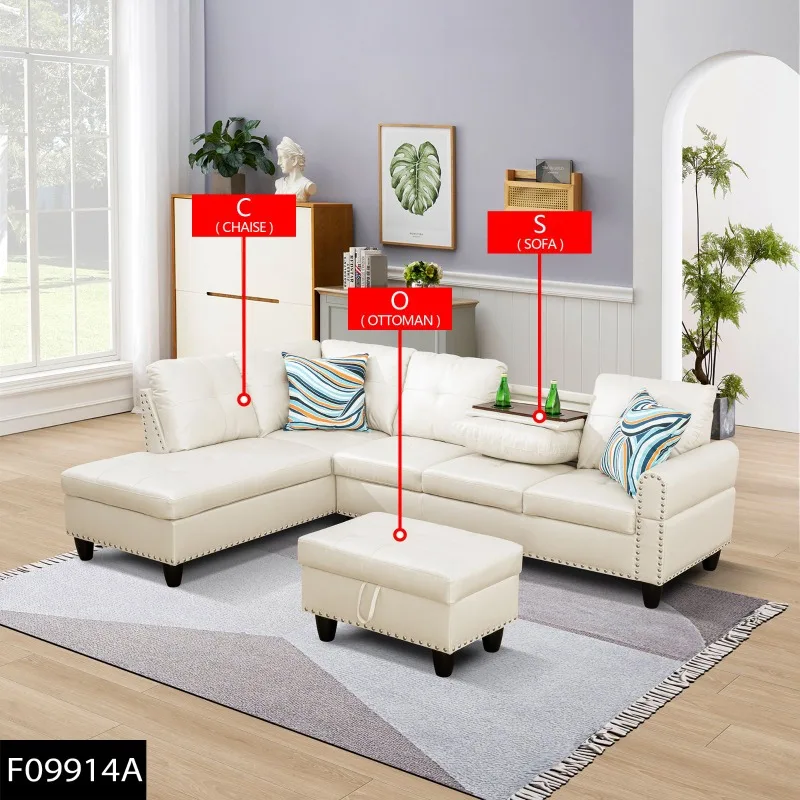 White Faux Leather Sofa Set 6