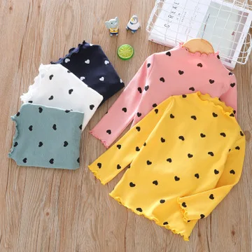 

Cotton Girls T-Shirt Long-sleeve Baby Kids Turtleneck Bottoming Shirt for Children Clothes New Spring Girl Tops KF060