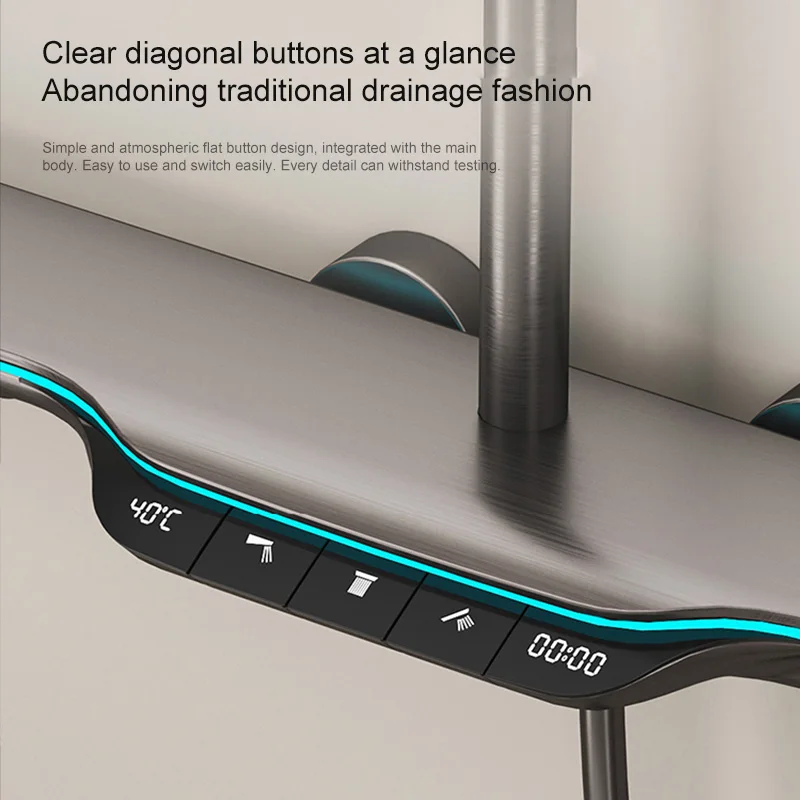 Shower Set Bathroom Constant Temperature Digital Display Atmosphere Light Booster Shower Head Supports