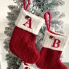 2025 Christmas Alphabet Stockings Knitted Wool Sock Snowflake Letter Knitted Design Creative Tree Pendant Home Decoration