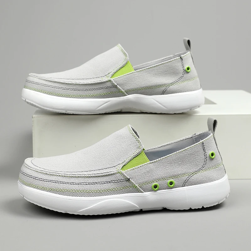 Korean Style Men's Casual Shoes Beijing  Canvas Slip-On Ultra-Light Breathable Low Top round Toe Flat Heel Summer Sne...