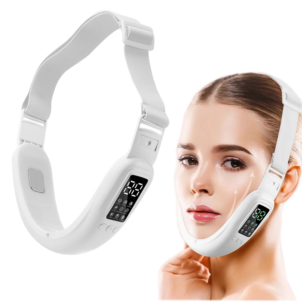 

EMS Facial Lifting Device LED Photon Therapy Face Slimming Vibration Massager Double Chin V Line Lift Belt Cellulite Jaw Device