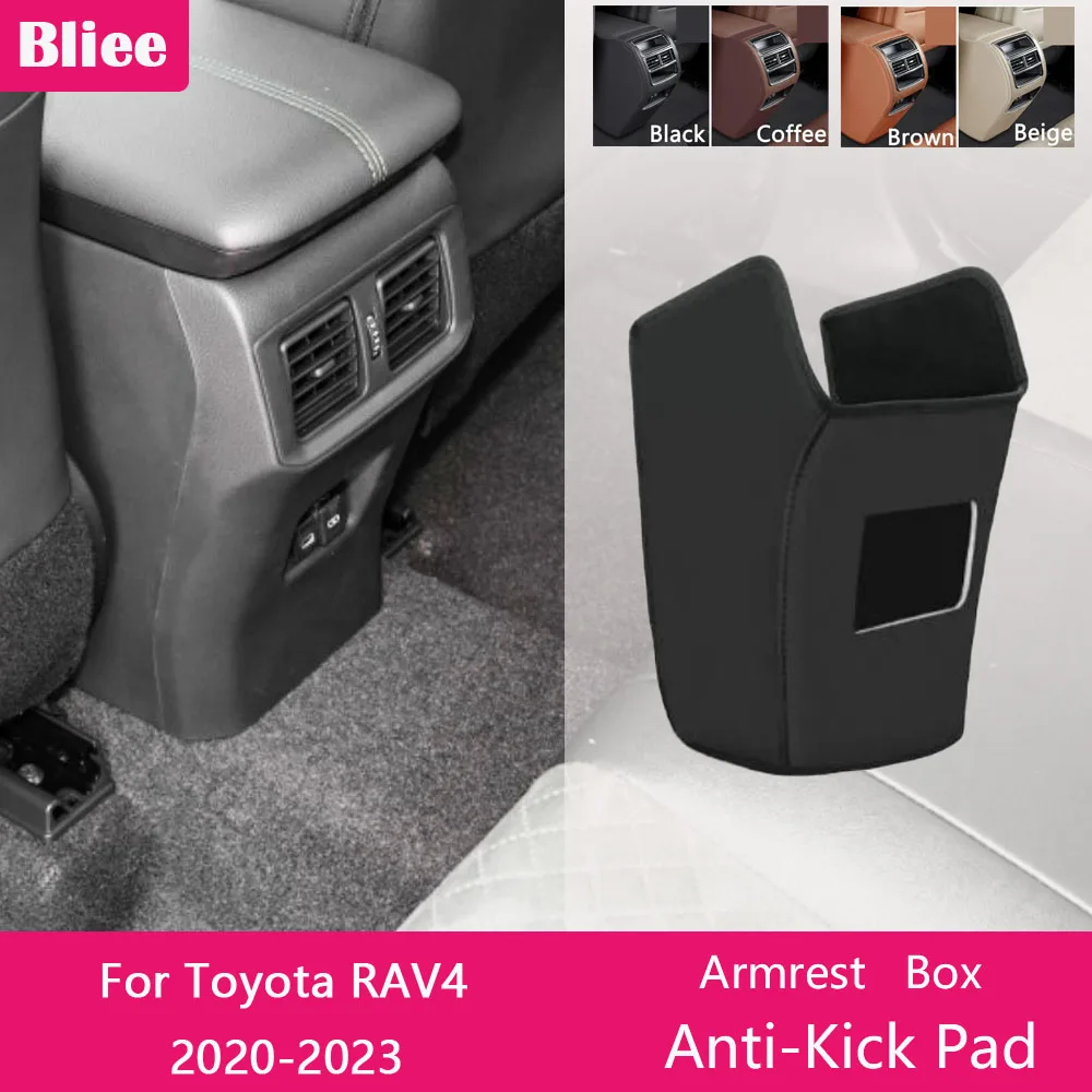 

For Toyota RAV4 RAV 4 2020 2021 2022 2023 Rear Armrest Box Anti Kick Pad Microfiber Leather Protection Cover Mat Car Accessories