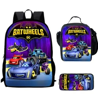 2025 New Hot Sale B-Batwheels B-Batman Child School Backpack with Lunch Bags ,Pencil Bags ,School Bags for Boys Girls Best Gift