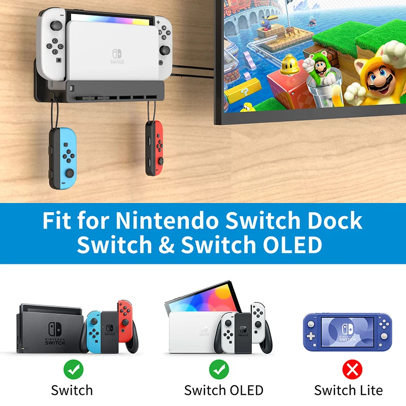 LINGYOU Wand Halterung für Nintendo Switch & Schalter OLED mit 6 Slots und  2 Haken, sicher zu Speichern Ihre Schalter Konsole In Der Nähe oder Hinter  TV