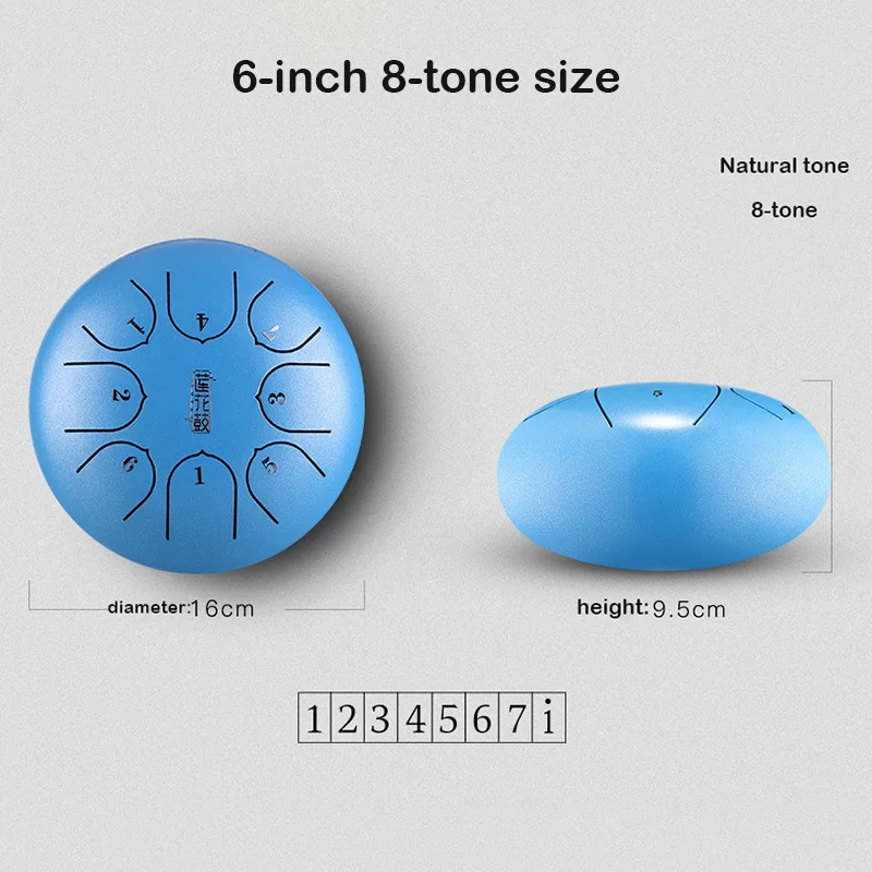 Tongue Drum HLURU Glucophone Steel Tongue Drum 6 Inch 8 Notes C Tone Music Drum Ethereal Yoga Meditation Percussion Instrument musical percussion instruments tongue drum
