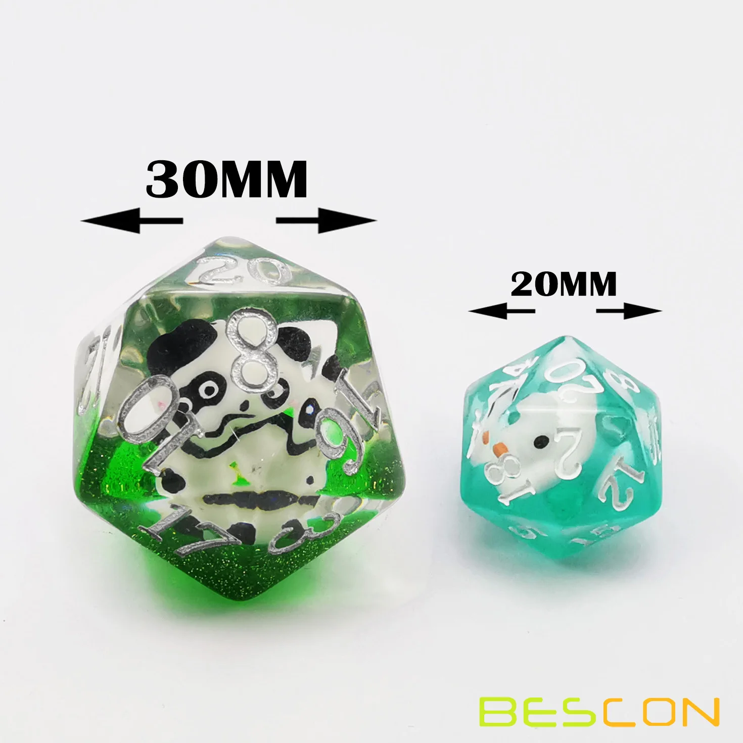 Bescon Oversized DND Animal Dice Set of Panda, Giant 7pcs Panda Polyhedral D&D Dice Set, Big Sized Dungeons and Dragons Dice 5