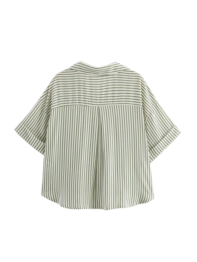 TFMLN New Short Sleeve Shirts For Women Summer Loose Single Breasted Lapel Blouse Clothing Casual Pockets Shirt Tops 2025 New