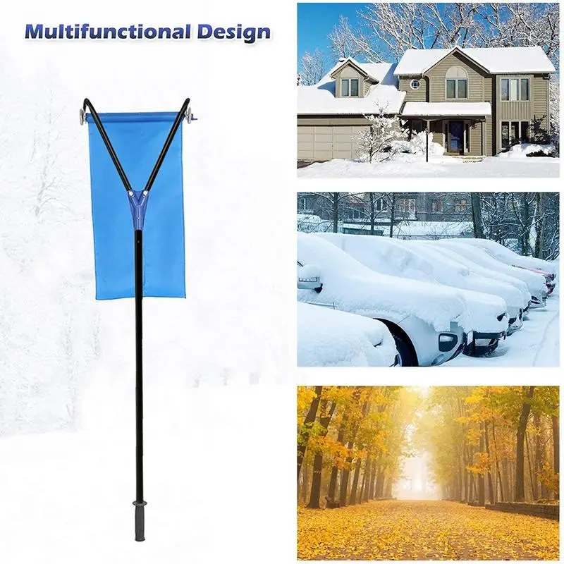 

193-650cm Roof Snow Rake -30 Degrees Telescopic Snows Removal System Cloth Adjustable Slip-proof Rod Roof Rake For Removing Snow