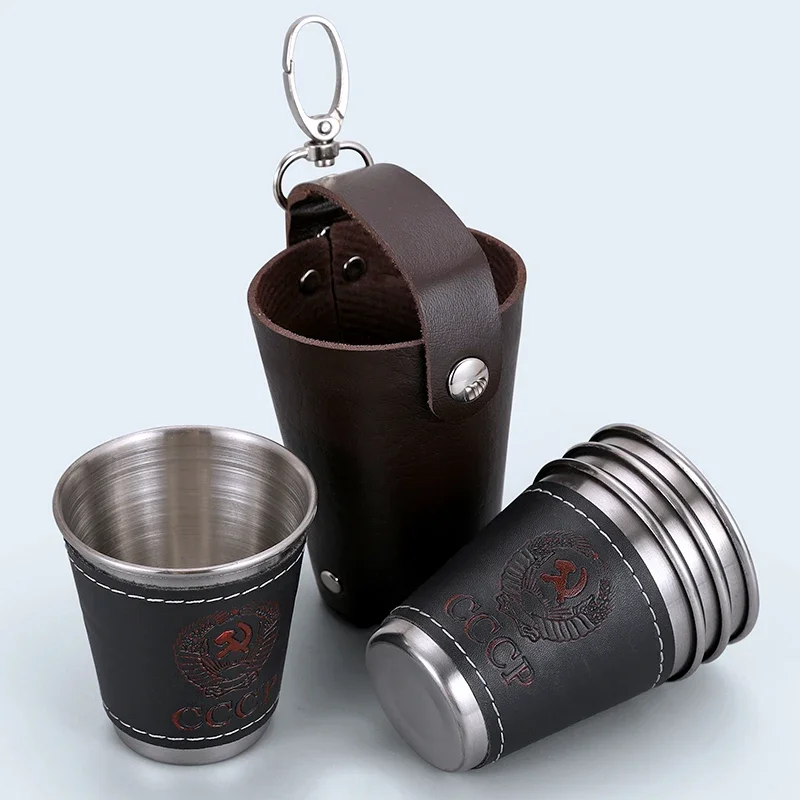 70ml Shot Glass Set 304 Stainless Steel Hip Flask Cup Outdoor