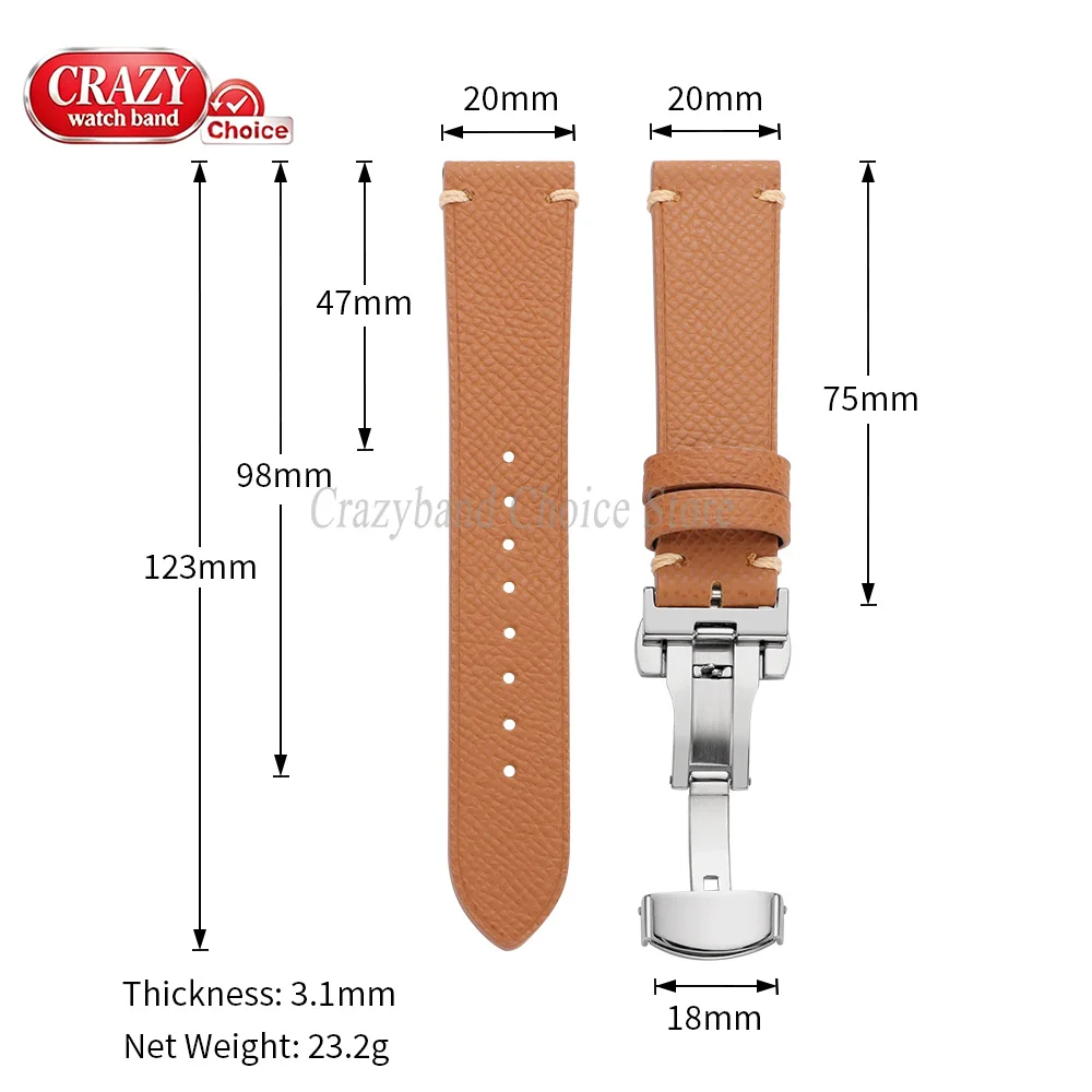 Vintage Waterproof Leather Watch Band with Butterfly Buckle - Universal Strap