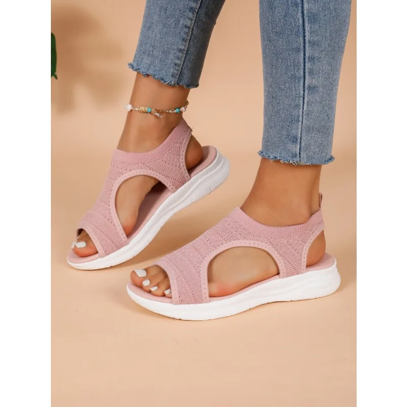 2024 Summer New Platform Sandals for Women Leisure Sport Lightweight Wedge Heeled Diamondback Flying Woven Roman Women Sandals