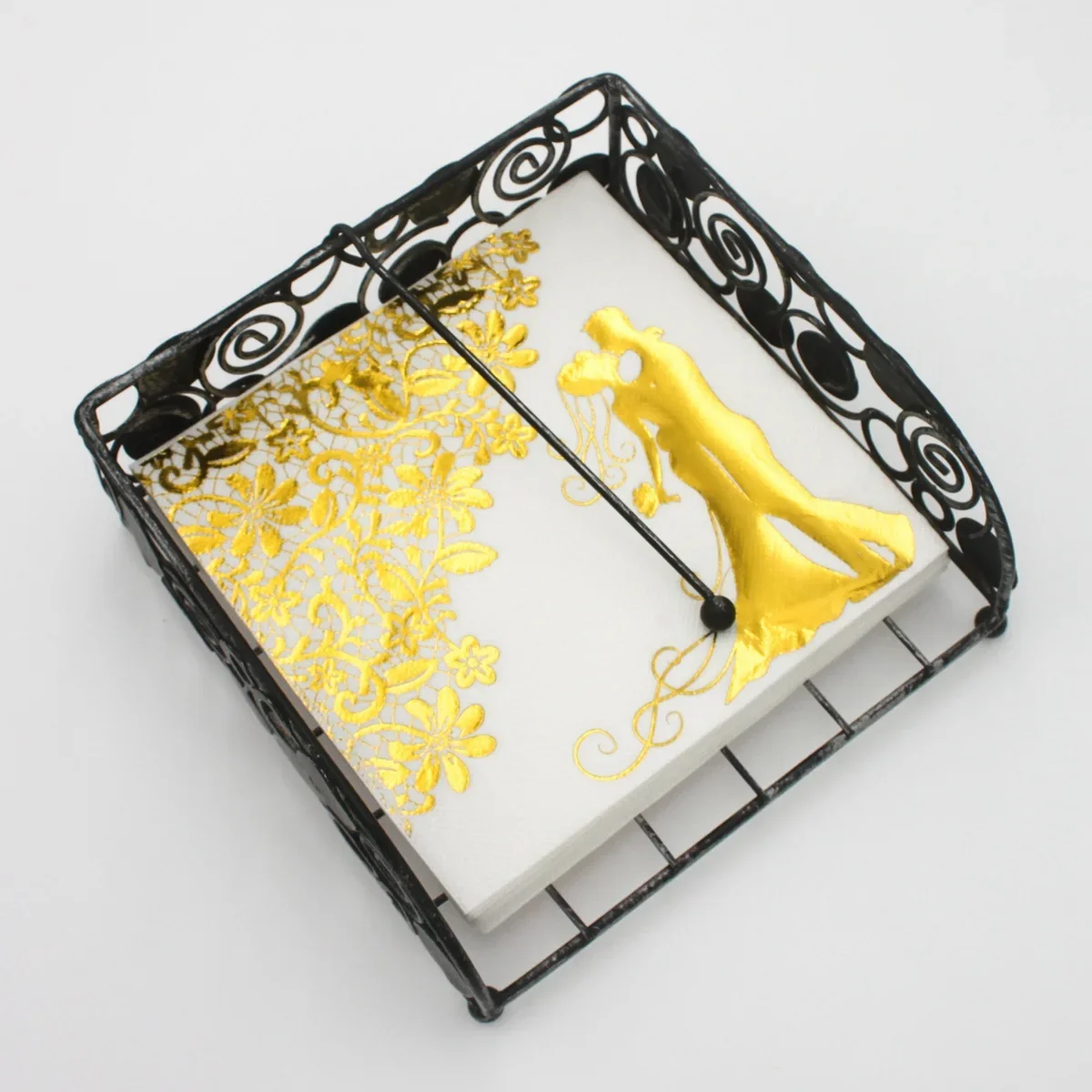 60 Gold-Punkte Servietten 33x33cm - Weiß Mit Goldenen Dots Für Partys