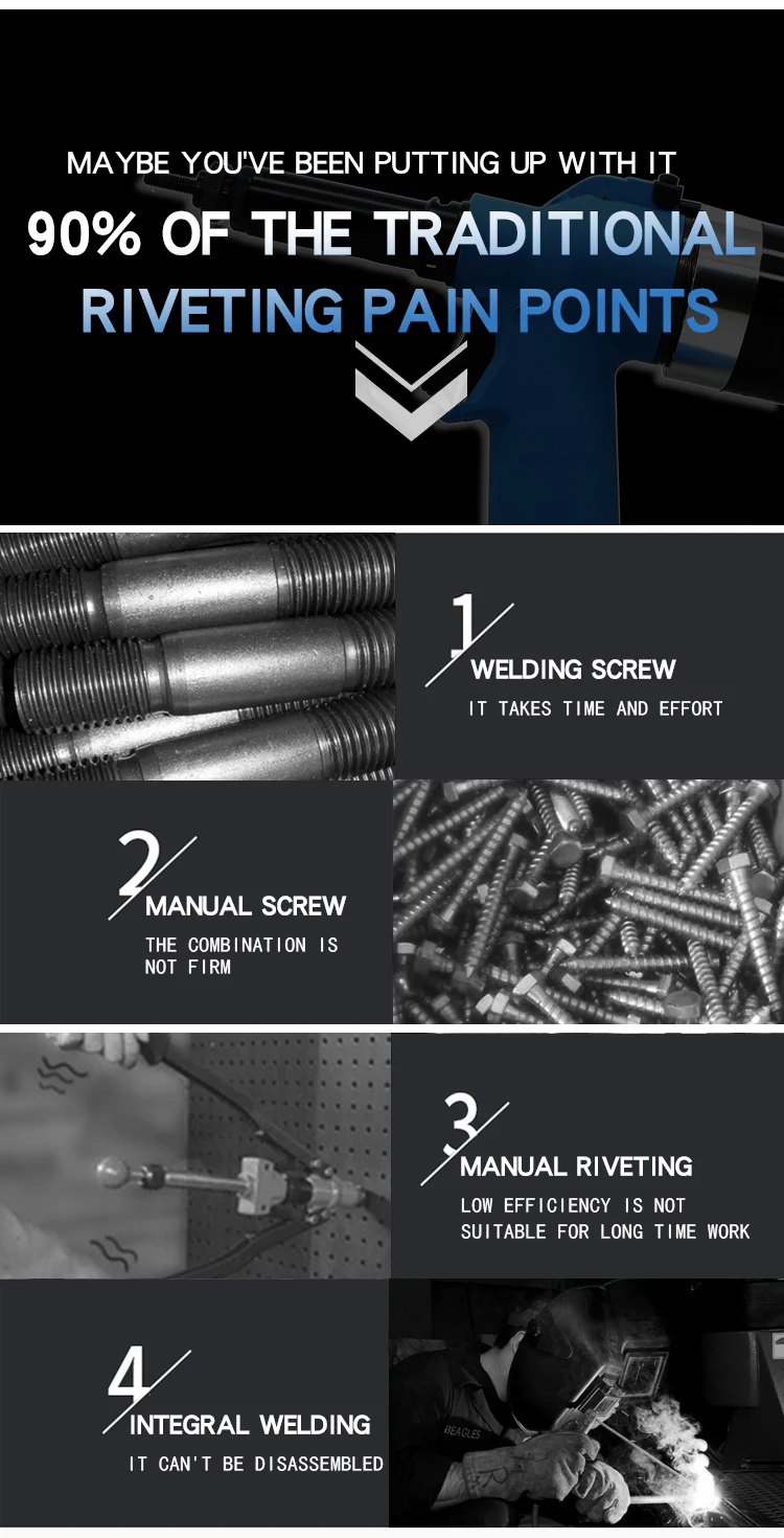 Description Picture 3 of itemHot RL-5312k Pneumatic Air Rivet Nut  Powerful Pull Force Convenient Handheld Riveting Tool for M3-M12