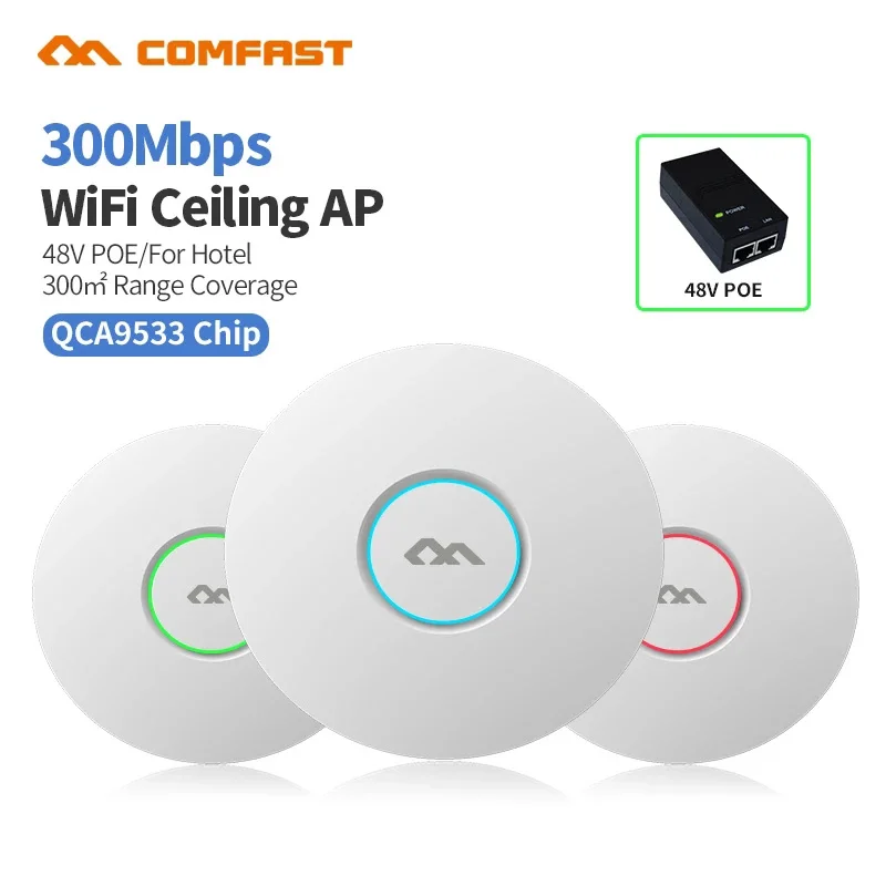 thumbnail image 1 of Punto de acceso inalámbrico para techo COMFAST CF-E320V2 300M WiFi 802.11b/g/n QCA9533 Punto de acceso para sistema WiFi empresarial Punto de acceso DDWRT abierto POE de 48 V, 1 of 4
