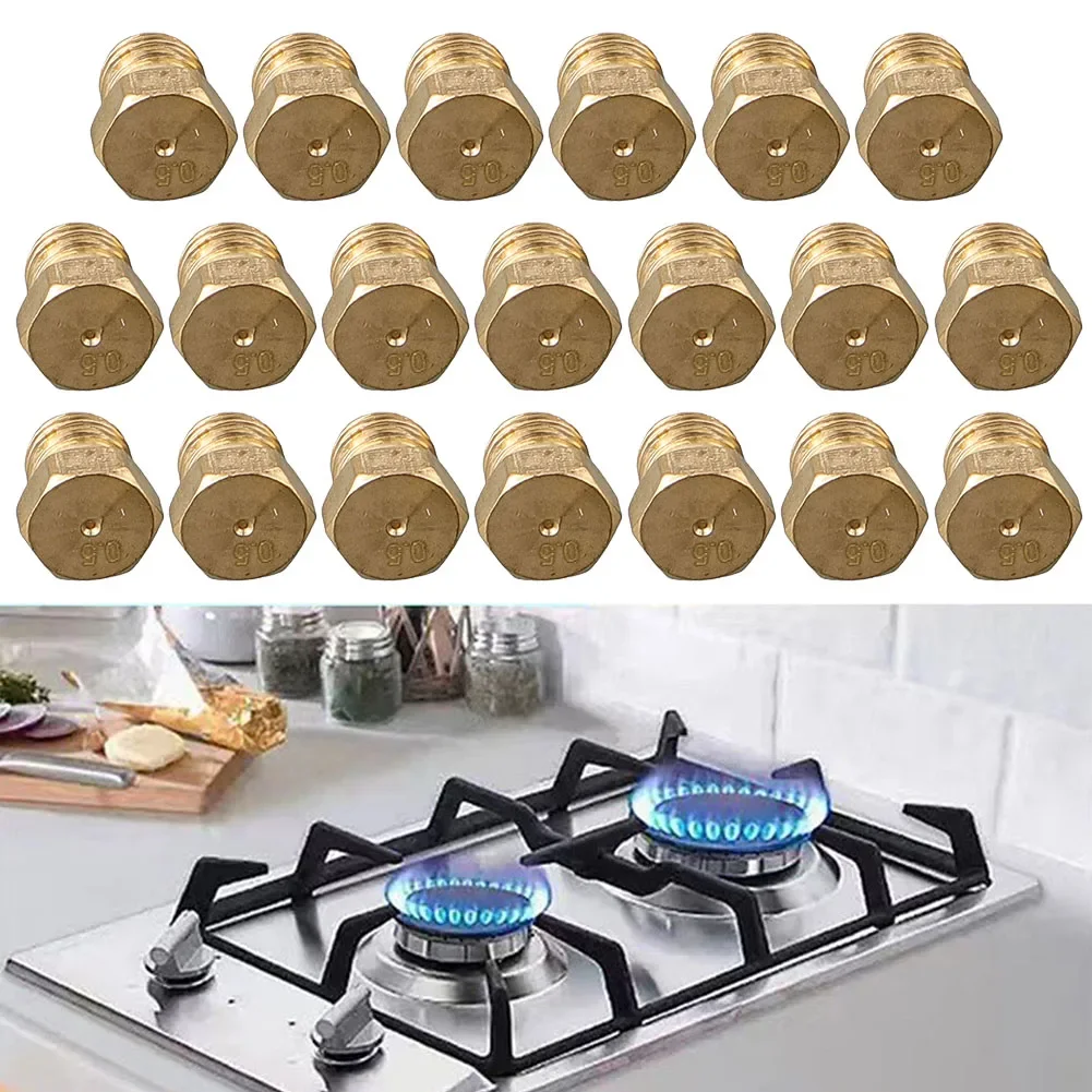 20pcs Copper Burner Nozzle 0.5mm Propane Burner Orifice Kit For LPG Nozzle Replacement Parts