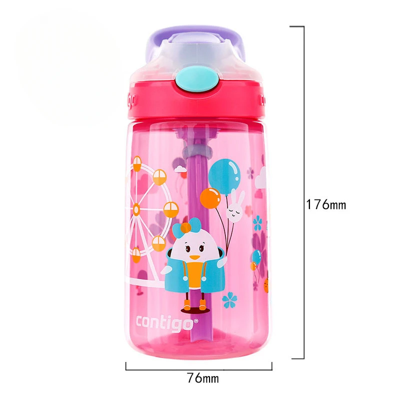 Contigo Candic 빨대 컵 어린이 물컵, 가정용 플라스틱  컵, 오리 충전 하이 뷰티 컵, 400ml