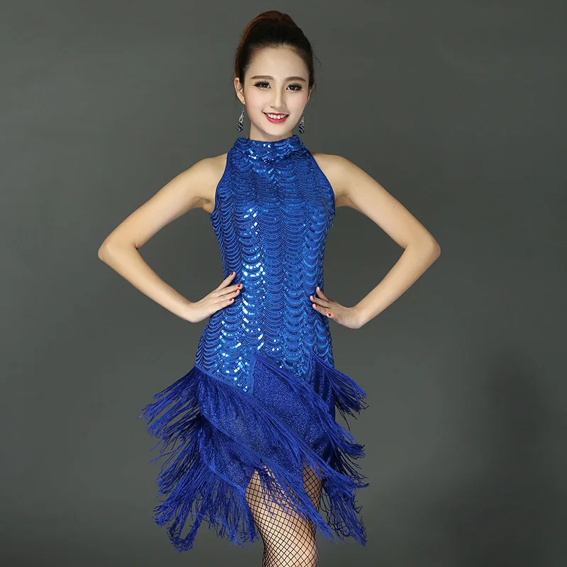Abito Da Ballo Latino Donna Sexy Nappa Frangia Paillettes Salsa Allroom Tango Cha Cha Rumba Samba Abiti Latini Rave Outfits Dancewear